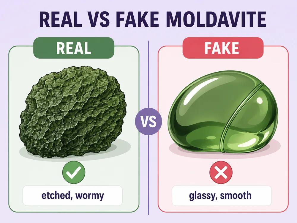 How to spot fake Moldavite at a glance