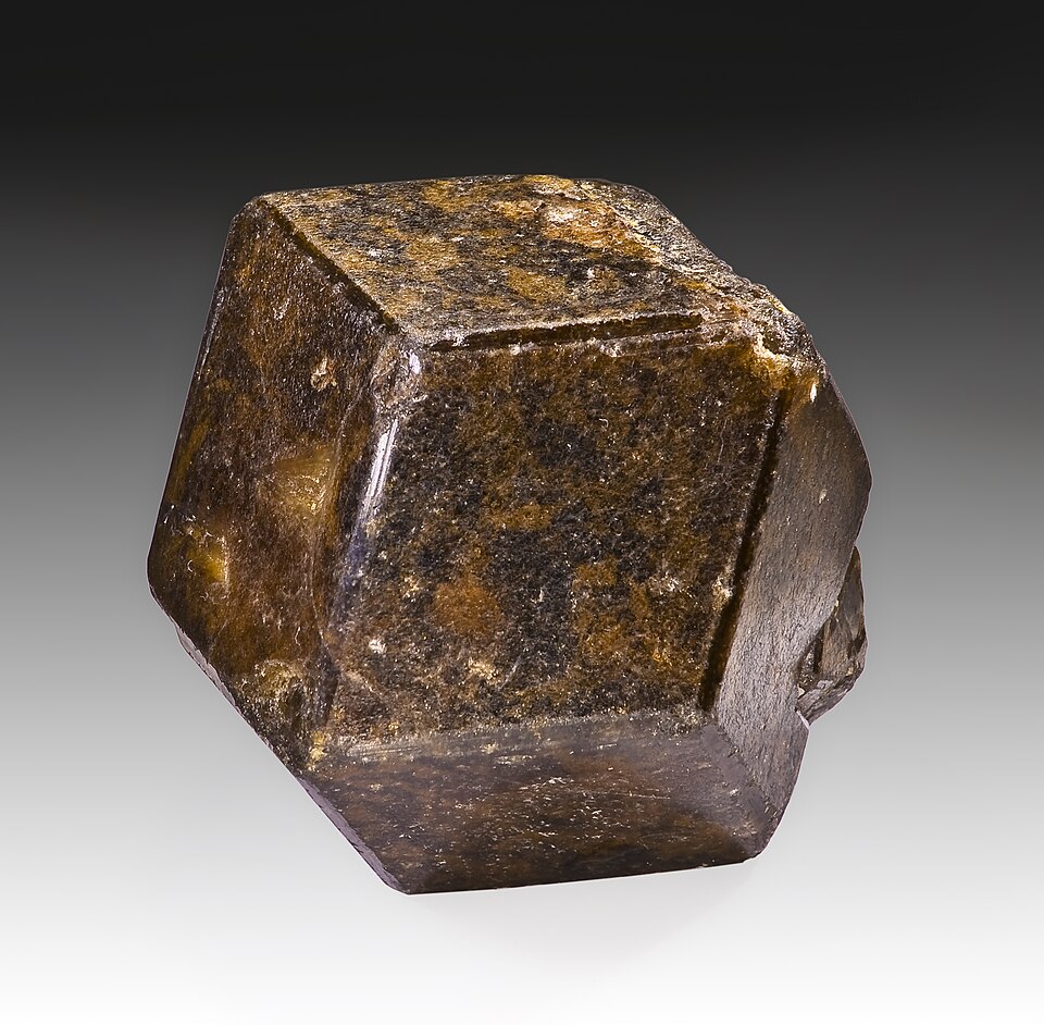 Andradite, a green/yellow/black variety of Garnet