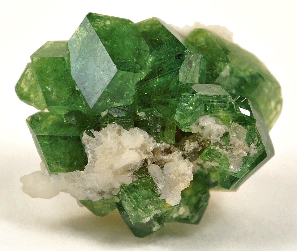Demantoid, a green variety of Garnet