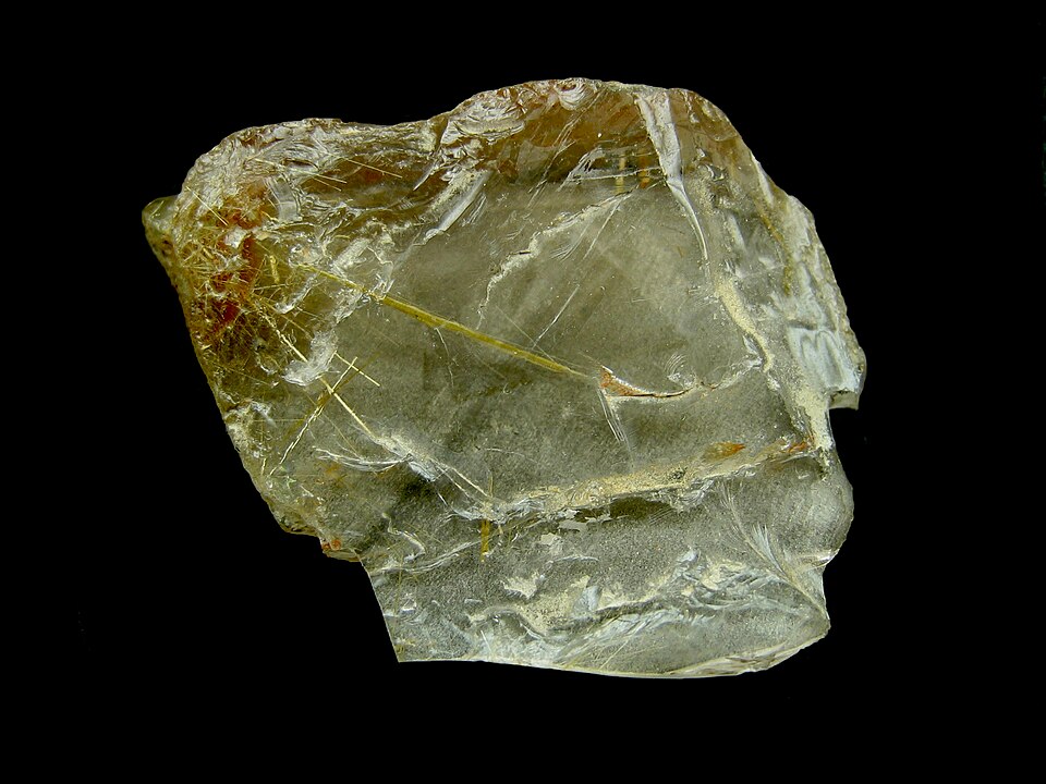 Rutilated Quartz, a clear/gold/yellow variety of Quartz