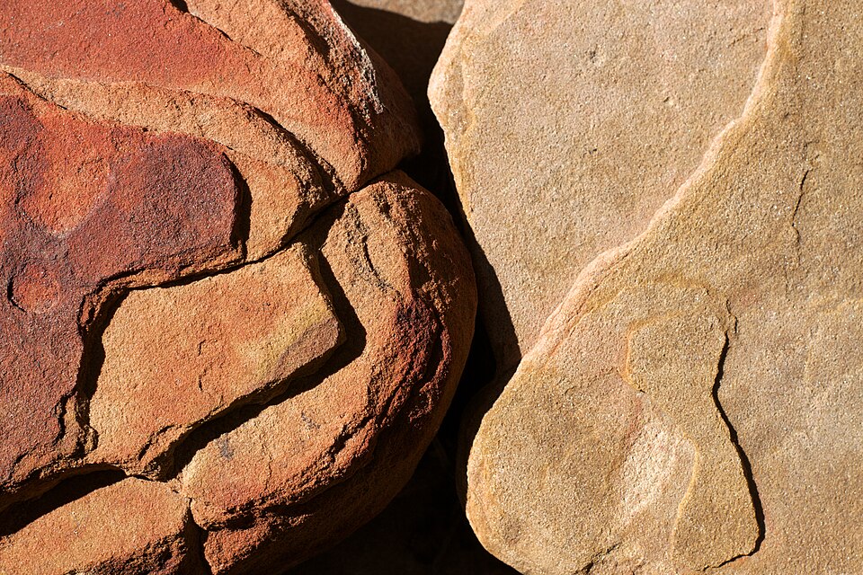 Sandstone, a brown/red/yellow mineral