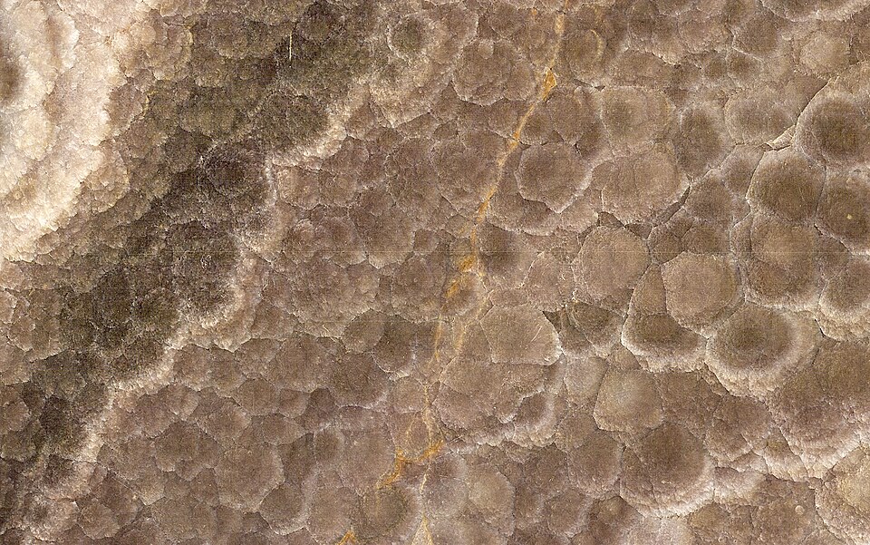 Travertine, a white/tan/brown mineral