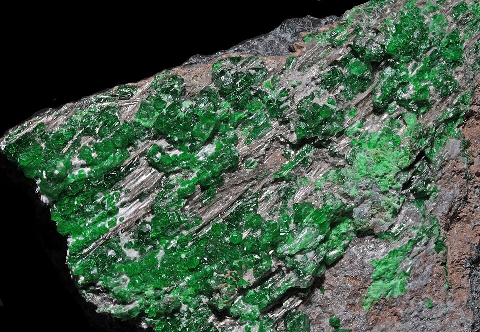 Uvarovite, a green variety of Garnet